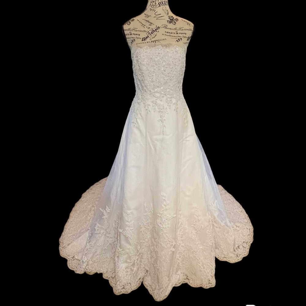 Michelangelo Strapless Lace Sequence & Beads Whit… - image 2